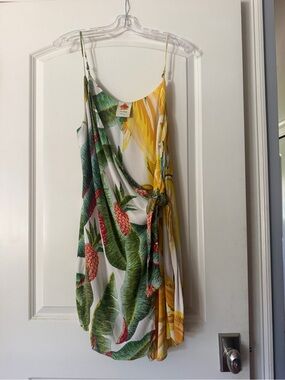 Farm Rio Tropical Print Wrap Sundress - Yellow & Green